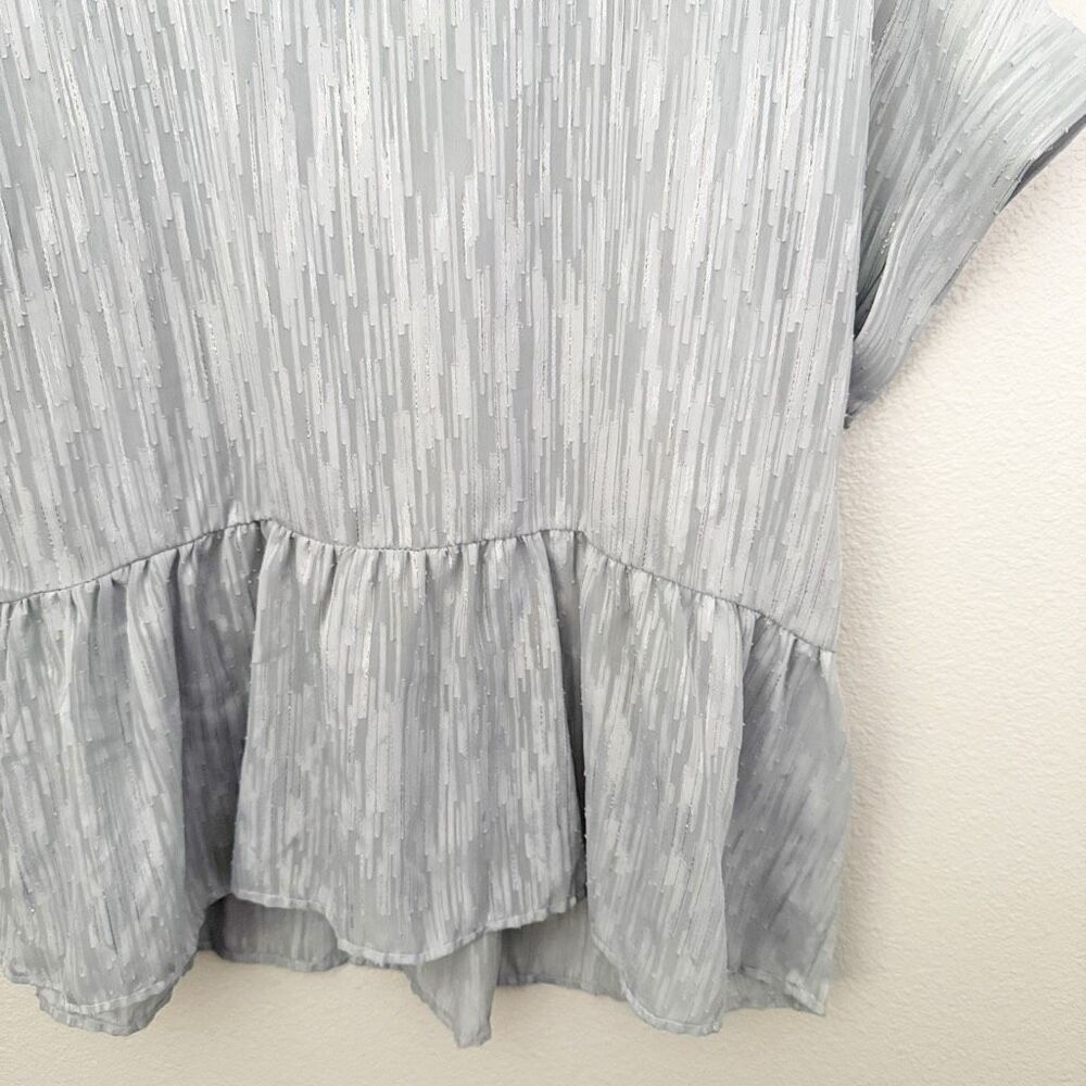 BLU PEPPER x ANTHROPOLOGIE | Blue Gold Button Back Peplum Top Blouse | Small - Picture 6 of 9